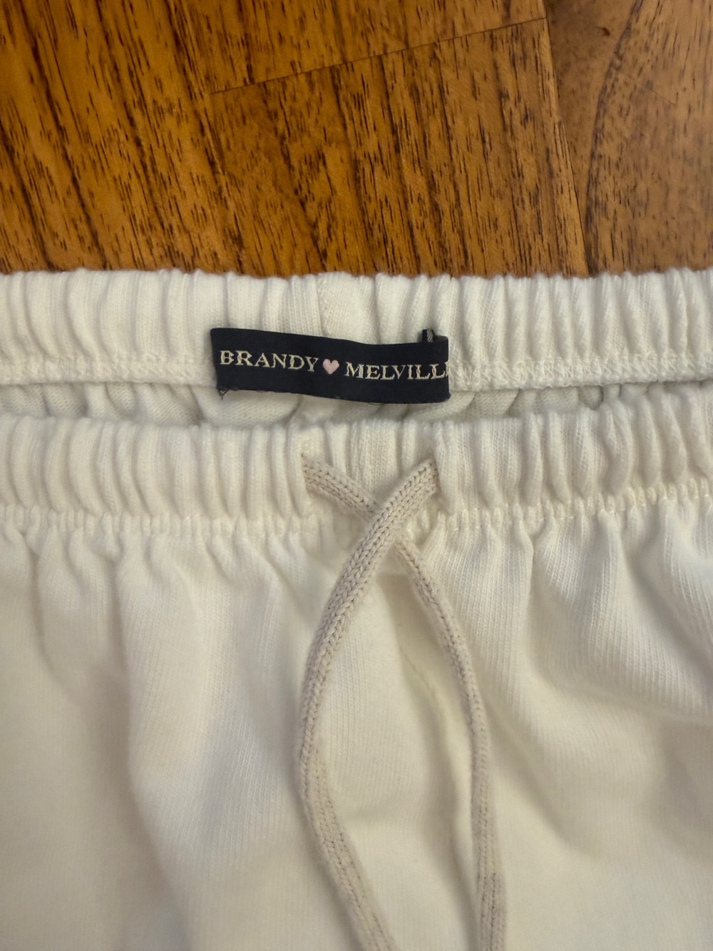 Brandy Melville White 100% Cotton Wide Leg Drawstring Pants EUC - Picture 2 of 4